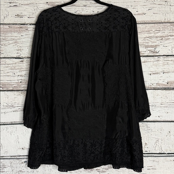 Johnny Was Black Button-Up silk Blouse - Picture 4 of 9